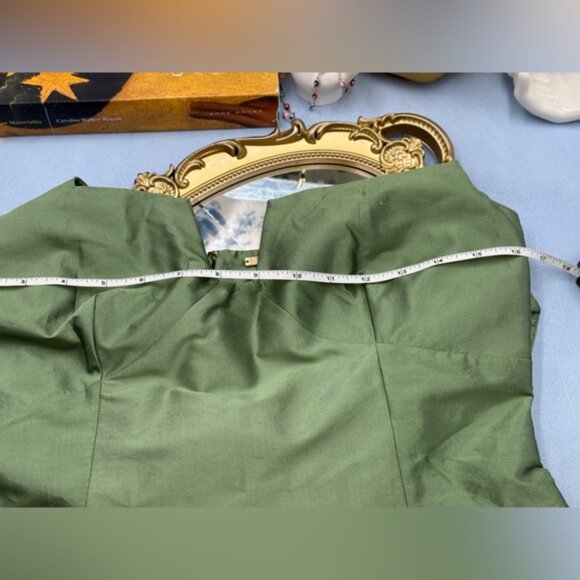 🆕 CULT GAIA 🧿 NWOT Marizia Silk-Dupioni Mini Dress, Calla Lilly Green Sz US 6 - Picture 15 of 16